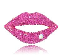 Vancy Utopia Broche de diamantes de imitación en forma de labios, sexy, elegante, color rojo, regalo para mujer, Metal, No es una piedra preciosa