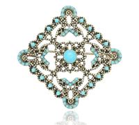 Vancy Utopia Broche de vaquero turquesa con forma cuadrada para mujer, broche retro clásico, accesorios de joyería de moda para regalo, Metal, No es una piedra preciosa