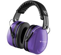 Vanderfields Orejeras de protección auditiva Premium - Reducción de sonido de amplio espectro 36,1 dB a 2 KHz - Cascos de protección auditiva - Adultos + adolescentes - Purple Power