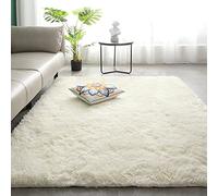 VanderHOME Alfombras de área de teñido Anudado de Color Puro, sin desprendimiento y sin decoloración, Alfombra Suave y esponjosa para Dormitorio y Sala de Estar, Color Blanco Puro, 160x230 cm