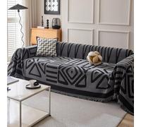 VanderHOME Bohemio Mantas para Sofa, Jarapas para Sofas, Funda de Sofá para Todas Las Estaciones, Colcha Multiusos para Sofas,Adecuada para Sofás, Camas, Viajes Al Aire Libre 180 * 180cm-Gris Oscuro