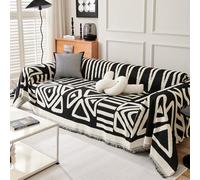 VanderHOME Bohemio Mantas para Sofa, Jarapas para Sofas, Funda de Sofá para Todas Las Estaciones, Colcha Multiusos para Sofas,Adecuada para Sofás, Camas, Viajes Al Aire Libre 180 * 420cm-Negro
