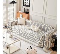 VanderHOME Bohemio Mantas para Sofa, Jarapas para Sofas, Funda de Sofá para Todas Las Estaciones, Colcha Multiusos para Sofas,Adecuada para Sofás, Camas, Viajes Al Aire Libre 180 * 380cm-Gris