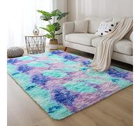 VanderHOME Color Sólido Alfombra De Felpa Esponjosa Shaggy De Felpa Suave para El Dormitorio De La Sala Alfombras De Sofá Alfombra Antideslizante y Esponjosa Azul púrpura -120 * 160cm