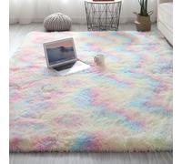 VanderHOME Color Sólido Alfombra De Felpa Esponjosa Shaggy De Felpa Suave para El Dormitorio De La Sala Alfombras De Sofá Alfombra Antideslizante y Esponjosa Arco iris-80 * 160cm