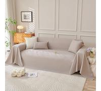 VanderHOME Comodidad Funda de Sofá Universal Cubre Sofas Suave y Fresco Manta Sofa Verano Multifuncional Transpirable Funda Protectora Sofa 210 * 420cm Gris Beige-A