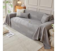 VanderHOME Comodidad Funda de Sofá Universal Cubre Sofas Suave y Fresco Manta Sofa Verano Multifuncional Transpirable Funda Protectora Sofa 210 * 230cm Gris Claro-C