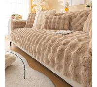 VanderHOME Felpa Conejo Funda Sofa Chaise Long 1 2 3 4 Plazas Protector Cubre Sofa,Funda de Sofa Súper Suave para Sala de Estar,Lavable a máquina y Muy cálido 110 * 240cm-Asiento-Curry(1 pc)