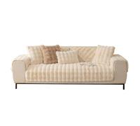VanderHOME Felpa Conejo Funda Sofa Chaise Long 1 2 3 4 Plazas Protector Cubre Sofa,Funda de Sofa Súper Suave para Sala de Estar,Lavable a máquina y Muy cálido 110 * 240cm-Asiento-Beige(1 pc)