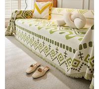 VanderHOME Funda de Sofá de Chenilla Suave, Manta Sofa Bohemia, Colcha Sofa, Colcha Multiusos para Sofas,Cubre Sofas con Borlas Decorativas para Sofás, Sillas y Camas 180 * 230cm-Verde