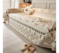 VanderHOME Funda de Sofá de Chenilla Suave, Manta Sofa Bohemia, Colcha Sofa, Colcha Multiusos para Sofas,Cubre Sofas con Borlas Decorativas para Sofás, Sillas y Camas 180 * 230cm-Caqui