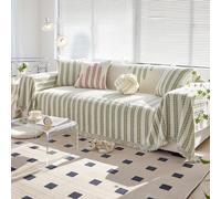 VanderHOME Funda de sofá de Felpa, Cubre Sofas, Colcha Multiusos para Sofá, Plaid Sofa Decorativo,Elegante Estampado Botánico 180 * 420cm-Verde