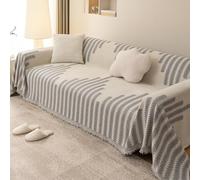 VanderHOME Funda de Sofá Reversible de Chenilla, Colcha Multifunción Lavable, Manta Plaid 180 * 460cm - Gris Claro