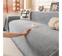VanderHOME Funda Impermeable Sofa, Moderno Color Sólido Colcha Multiusos para Sofas, Anti-Mancha, Resistente a Arañazos De Gatos, Anti-Pilling y Al Desgaste 180 * 460cm-Gris Claro