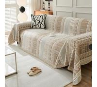 VanderHOME Funda Jarapas para Sofá Estilo Bohemio, Manta Decorativa Versátil De Chenilla, Cubre Sofá Reversible 180 * 380cm - Caqui