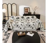 VanderHOME Funda Sofá Chenilla, Plaid Sofá Multifuncional, Fundas de Sofa Anti Gatos, Manta Sofá Refrescante para El Verano, Manta Cubre Sofá, Colcha Sofá 180 * 300cm-Blanco Gris