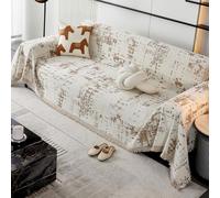 VanderHOME Funda Sofa, Cubre Sofas Reversible de Estilo Clásico,Four Seasons, Colcha Multiusos para Sofá, Manta de Sofá Resistente a Arañazos de Gato 180 * 420cm-Caqui