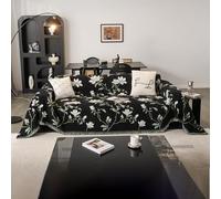 VanderHOME Funda Sofa, Funda Sofá Chenilla, Plaid Sofa Multifuncional, Fundas de Sofa Anti Gatos, Manta Sofa Refrescante para El Verano, Manta Cubre Sofa, Colcha Sofa 180 * 230cm-Negro