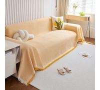 VanderHOME Funda Sofa,Funda Sofá Gofre Color Sólido, Cubre Sofa Chaise Longue, Funda de sofá Lavable para Todas Las Estaciones 180 * 90cm-Amarillo