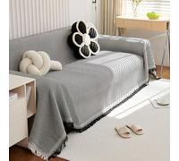 VanderHOME Funda Sofa,Funda Sofá Gofre Color Sólido, Cubre Sofa Chaise Longue, Funda de sofá Lavable para Todas Las Estaciones 180 * 260cm-Negro