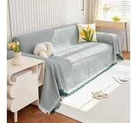 VanderHOME Funda Sofa,Funda Sofá Gofre Color Sólido, Cubre Sofa Chaise Longue, Funda de sofá Lavable para Todas Las Estaciones 180 * 380cm-Verde