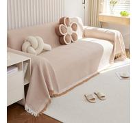 VanderHOME Funda Sofa,Funda Sofá Gofre Color Sólido, Cubre Sofa Chaise Longue, Funda de sofá Lavable para Todas Las Estaciones 180 * 300cm-Caqui