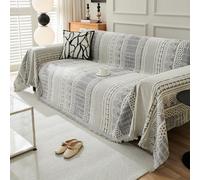 VanderHOME Funda Sofa Jarapas Estilo Bohemio, Manta Chenilla Decorativa Reversible 180*300cm Gris