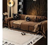 VanderHOME Funda Sofa Jarapas para Sofas,Colcha Multiusos para Sofá, Funda de sofá de Estilo Clásico,Manta Sofa Suave Mantas Decorativas Dormitorio Salón Tejido Borla 180 * 380cm-Curry