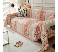 VanderHOME Funda Sofa Jarapas para Sofas, Plaid Sofa Estilo Bohemio,Manta Sofa De Chenilla, Manta Decorativa Versátil para Sofá, Manta Cubre Sofa Reversible 180 * 380cm-Naranja