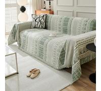 VanderHOME Funda Sofa Jarapas para Sofas, Plaid Sofa Estilo Bohemio, Manta Sofá De Chenilla, Manta Decorativa Versátil para Sofá, Manta Cubre Sofá Reversible 180 * 90cm-Verde
