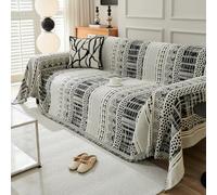 VanderHOME Funda Sofa Jarapas Plaid Estilo Bohemio, Manta Manta Chenilla Versátil 180 * 300cm-Negro