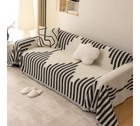 VanderHOME Funda Sofa, Plaid Sofa,Colcha Sofa,Funda de sofá de Chenilla Reversible, Funda de sofá Lavable, Manta Sofa Multifunción 180 * 300cm-Negro