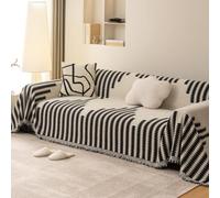 VanderHOME Funda Sofa, Plaid Sofa,Colcha Sofa,Funda de sofá de Chenilla Reversible, Funda de sofá Lavable, Manta Sofa Multifunción 180 * 320cm-Negro