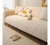 VanderHOME Fundas de Sofa 5 Plazas Moderna Antideslizante Cubre Sofas| Resistente a Arañazos de Mascotas | Cubierta Antideslizante y Elástica para Sala (5 Plaza, Beige)