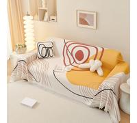 VanderHOME Fundas de Sofá Premium con Borlas - Manta Waffle, Transpirable, Resistente a Las Arrugas, Resistente a los Arañazos de Gato, Colcha Sofa Lavable a Máquina 180 * 260cm-Amanecer