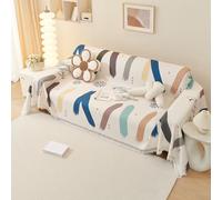 VanderHOME Fundas de Sofá Premium con Borlas - Manta Waffle, Transpirable, Resistente a Las Arrugas, Resistente a los Arañazos de Gato, Colcha Sofa Lavable a Máquina 180 * 360cm-Arco Iris