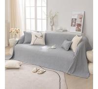 VanderHOME Fundas Sofas, Funda Sofá Moderna y Sencilla, Funda De Lino Plana Resistente Al Desgaste, Protector de Sofa, Cubre Sofas Transpirable Cuatro Estaciones 180 * 180cm-Gris Claro