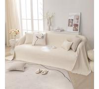 VanderHOME Fundas Sofas, Funda Sofá Moderna y Sencilla, Funda De Lino Plana Resistente Al Desgaste, Protector de Sofa, Cubre Sofas Transpirable Cuatro Estaciones 180 * 400cm-Beige