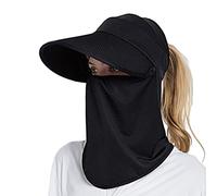 VanderHOME Gorro Mujer Protección Cara Transpirable Cómodo Sombrero Verano Mujer ala Ancha Secado Rápido Gorro Proteccion Solar Mujer Extraíble Gorro Protección Cuello, Negro