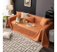 VanderHOME Impermeable Fundas de Sofá Suave Funda Sofa Verano Ajustables Antideslizante Sofa Cover Cubre Sofas Elástica para Mascotas Niños 210 * 130cm-Naranja