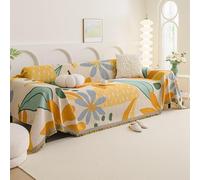 VanderHOME Manta grande para sofá 3 plazas, tejida con borlas, transpirable, versátil, para sofá, cama y sillón, 180 x 130 cm, color verano colorido