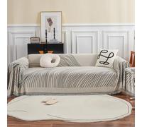 VanderHOME Manta para Sofa Funda de Sofá Decorativo Universal Cubre Sofas Grandes Abstracción Geometría Líneas Multifuncional Suave Cómodo Cubre Sofas 180 * 420cm Gris