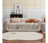 VanderHOME Manta para Sofa Funda de Sofá Decorativo Universal Cubre Sofas Grandes Abstracción Geometría Líneas Multifuncional Suave Cómodo Cubre Sofas 180 * 380cm Curry