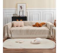 VanderHOME Manta para Sofa Funda de Sofá Decorativo Universal Cubre Sofas Grandes Abstracción Geometría Líneas Multifuncional Suave Cómodo Cubre Sofas 180 * 150cm Beige