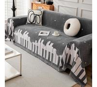 VanderHOME Manta Sofá Chenilla, Multiusos con Encaje de Borlas, Reversible, Universal, Four Seasons 180 * 260cm - Gris