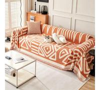 VanderHOME Manta Sofa en Chenille Estilo Bohemio con Franjas, Colcha Multiusos para Todas Las Estaciones, Jarapas para Sofas, Camas, Interiores y Viajes al Aire Libre 180 * 280cm-Naranja
