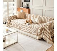 VanderHOME Manta Sofa en Ciniglia Estilo Bohemio con Franjas, Colcha Multiusos para Todas Las Estaciones, Jarapas para Sofas, Camas, Interiores y Viajes al Aire Libre 180 * 300cm-Curry Claro
