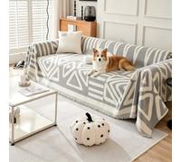 VanderHOME Manta Sofa en Ciniglia Estilo Bohemio con Franjas, Colcha Multiusos para Todas Las Estaciones, Jarapas para Sofas, Camas, Interiores y Viajes al Aire Libre 180 * 340cm-Gris