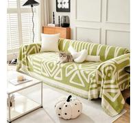 VanderHOME Manta Sofa en Ciniglia Estilo Bohemio con Franjas, Colcha Multiusos para Todas Las Estaciones, Jarapas para Sofas, Camas, Interiores y Viajes al Aire Libre 180 * 340cm-Verde