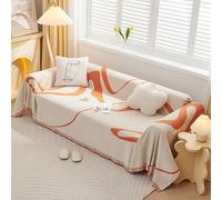 VanderHOME Manta sofá Funda de sofá Decorativo Universal Cuatro Estaciones Borla Tejida Almohadilla sofá Abstracción Geometría Líneas Multifuncional Suave Cómodo Cover Cubre sofá 180 * 300cm Naranja